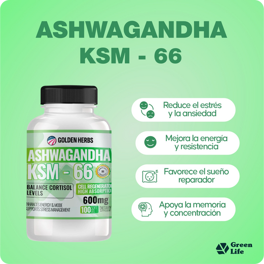 ASHWAGANDHA CON KSM - 66 | 100% NATURAL